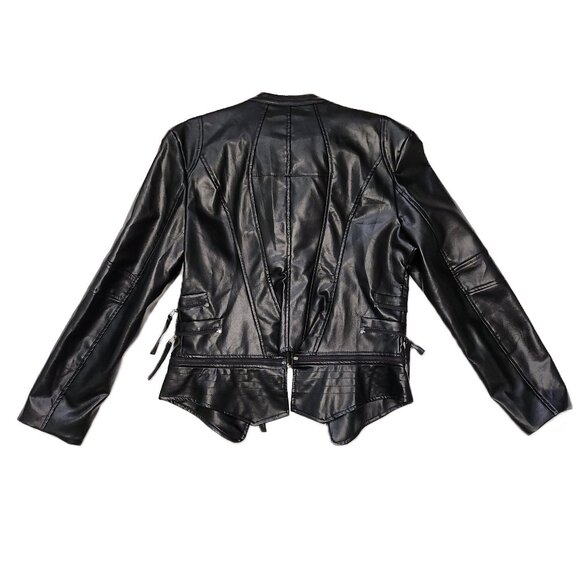 *New Low Price* Black Convertible PU Fashion Zipper Jacket - Picture 6 of 6